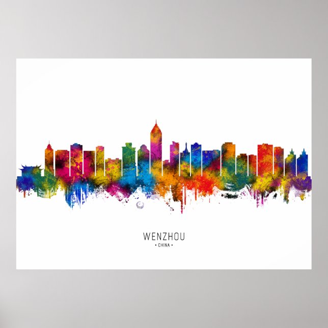 Affiche Paysage urbain de Wenzhou en Chine (Devant)