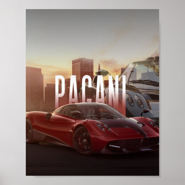 Affiche Paysage urbain des supercars Pagani (Devant)