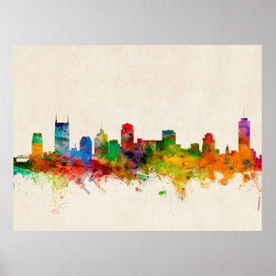 Affiche Paysage urbain d'horizon de Nashville Tennessee