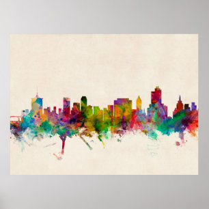 Affiche Paysage urbain d'horizon de Tulsa l'Oklahoma