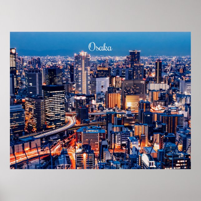 Affiche paysage urbain d'Osaka, Japon (Devant)