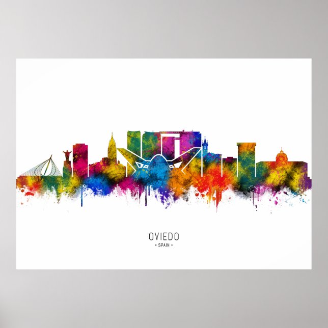 Affiche Paysage urbain d'Oviedo Espagne (Devant)