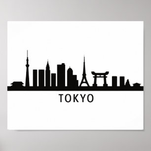 Affiche Paysage urbain du Japon   Silhouette de la skyline
