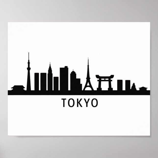 Affiche Paysage urbain du Japon | Silhouette de la skyline (Devant)