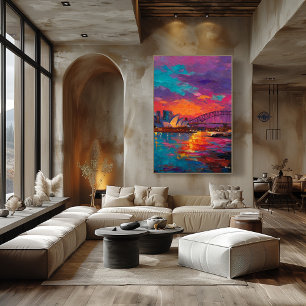 Affiche Paysage urbain expressionniste de Sydney Ville por