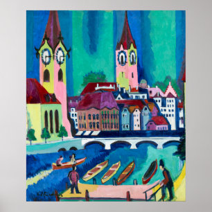 Affiche Paysage urbain expressionniste Kirchner Zurich