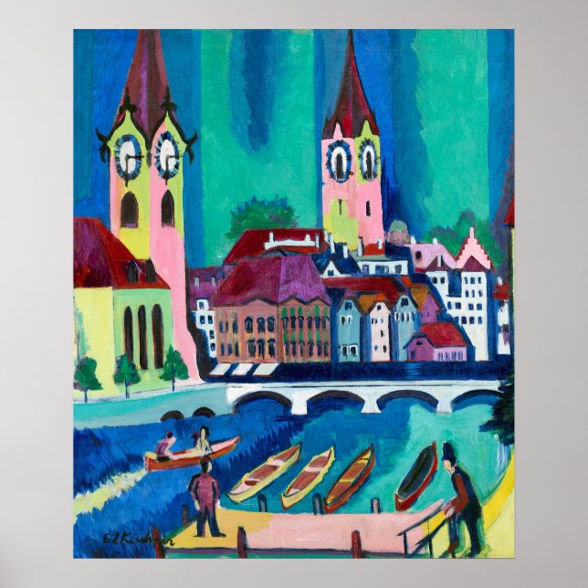 Affiche Paysage urbain expressionniste Kirchner Zurich (Devant)