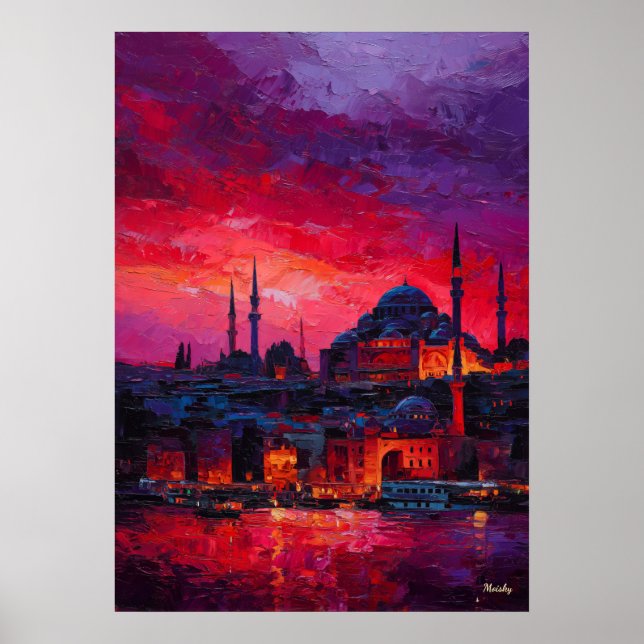 Affiche Paysage urbain expressionniste vibrant d'Istanbul (Devant)