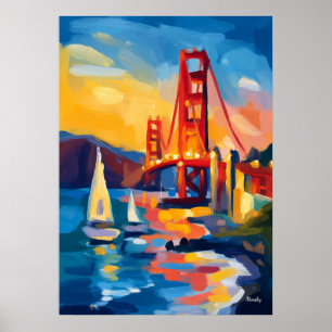 Affiche Paysage urbain fauviste de San Francisco – Golden