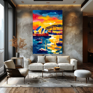 Affiche Paysage urbain fauviste de Sydney – Opéra et Harbo