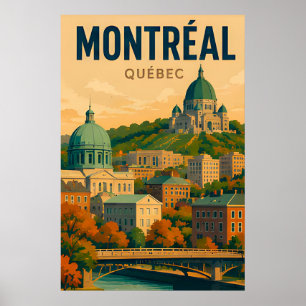 Affiche Paysage urbain historique de Montréal Canada Voyag