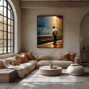 Affiche Paysage urbain impressionniste – Quai silencieux