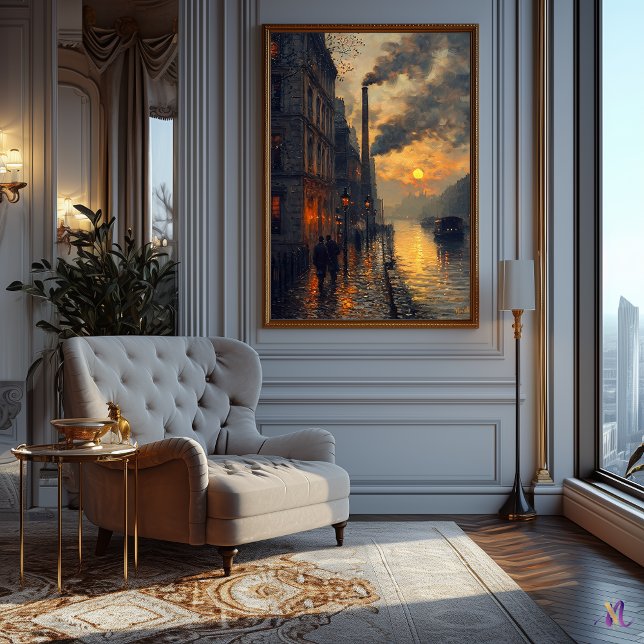 Affiche Paysage urbain industriel au coucher du soleil de  (Créateur téléchargé)