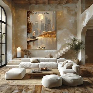 Affiche Paysage urbain minimaliste de Singapour – Art de l