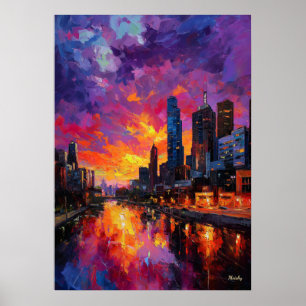 Affiche Paysage urbain néo-expressionniste de Melbourne Co