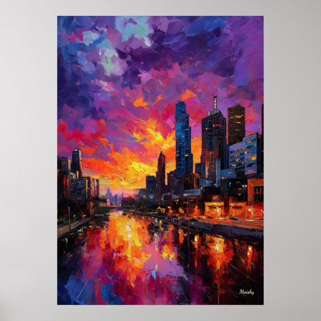 Affiche Paysage urbain néo-expressionniste de Melbourne Co (Devant)