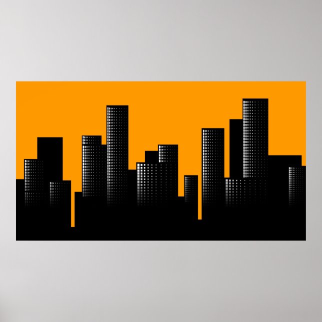 Affiche paysage urbain orange (Devant)