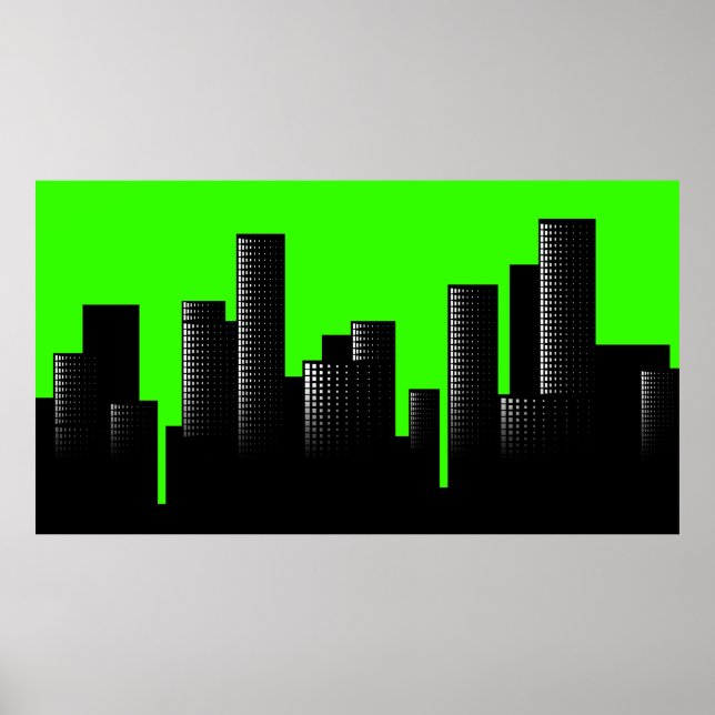 Affiche paysage urbain vert (Devant)