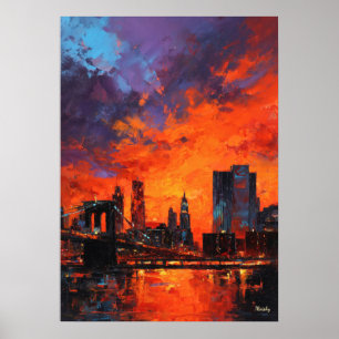 Affiche Paysage urbain vibrant de New York dans le style e