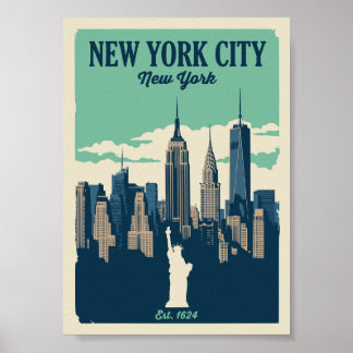 Affiche Paysage urbain vintage de New York City