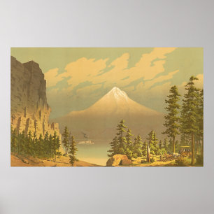 Affiche Paysage Vintage du mont Hood Oregon