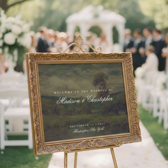 Affiche Paysage Vintage Peinture Mariage Bienvenue (Créateur téléchargé)
