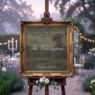 Affiche Paysage Vintage Peinture Mariage Bienvenue