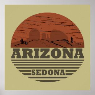 Affiche paysage vintage rétro d'Arizona Sedona az
