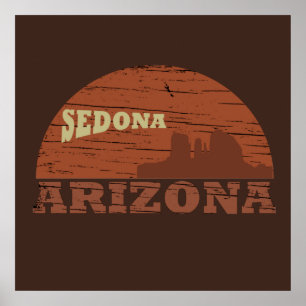 Affiche Paysage vintage rétro d'Arizona Sedona az