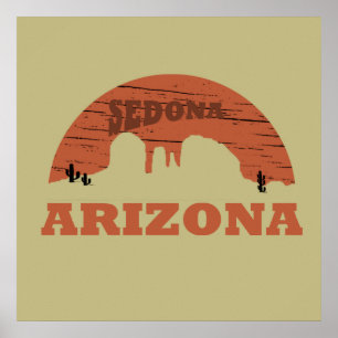 Affiche paysage vintage rétro d'Arizona sedona az