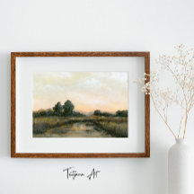 Paysage vintage Sunrise avec River Fine Art