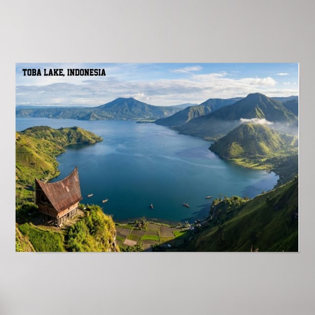 Affiche Paysage volcanique du lac Toba à Sumatra en Indoné (Devant)