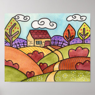 Affiche Paysage Whimsical Watercolor