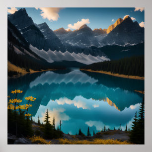 Affiche paysagère du lac de la Fleur Jaune