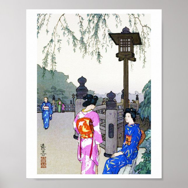 Affiche Paysages avec femmes dans un Kimono, Hiroshi Yoshi (Devant)