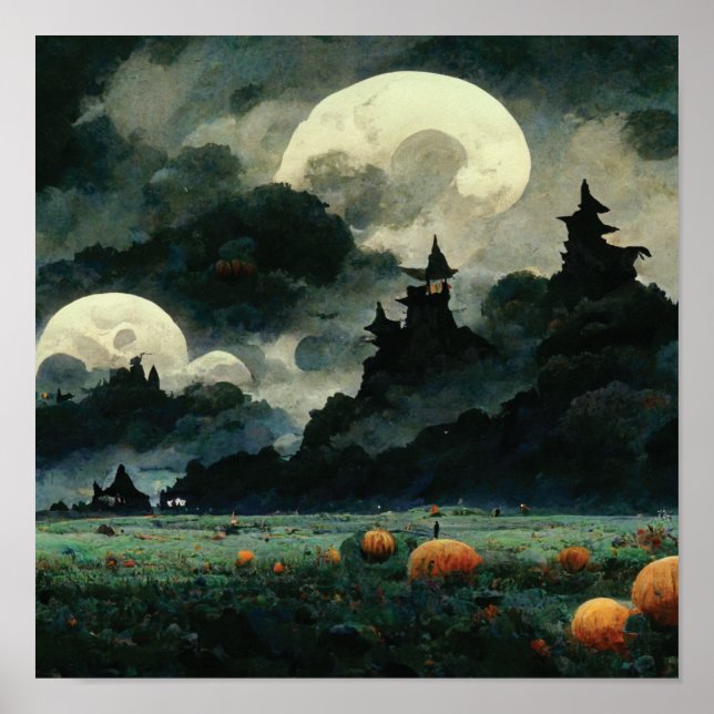 Affiche Paysages éffrayants d'Halloween (Devant)