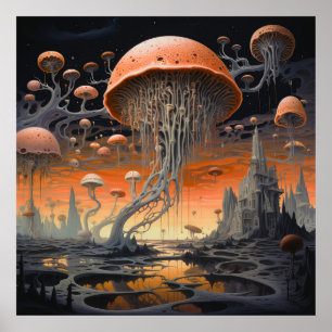 Affiche Paysages fantastiques avec personnages mystiques