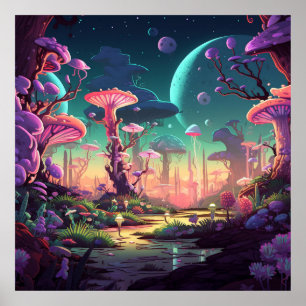 Affiche Paysages fantastiques colorés