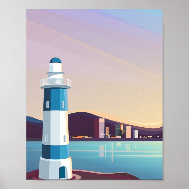 Affiche Paysages marins avec phare (Devant)