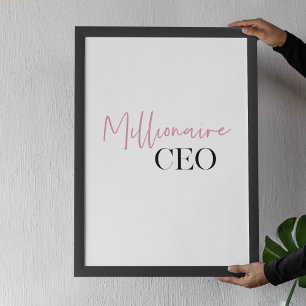 Affiche PDG de minima millionnaire moderne   Rose Et Noir