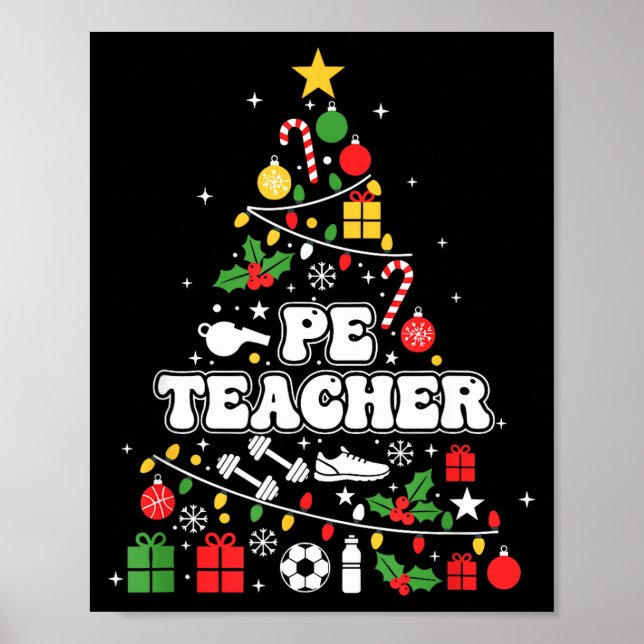 Affiche Pe Physical Education Teacher Christmas Tree Women (Devant)