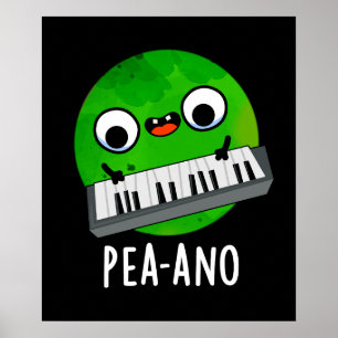 Affiche Pea-ano Funny Musique Veggie Pea Pun Dark BG