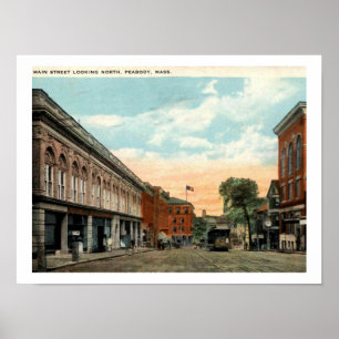 Affiche Peabody MA, Main St 1924 Vintage Inspiré
