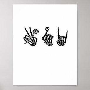 Affiche Peace And Roll Skeleton Mains Classique