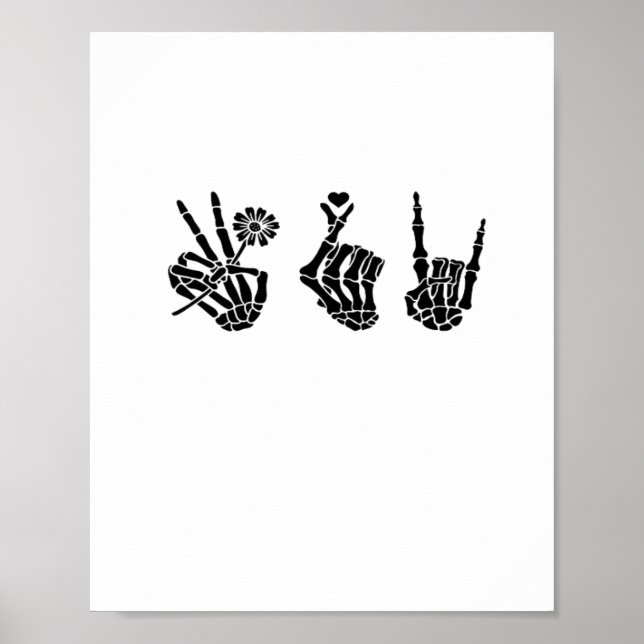 Affiche Peace And Roll Skeleton Mains Classique (Devant)