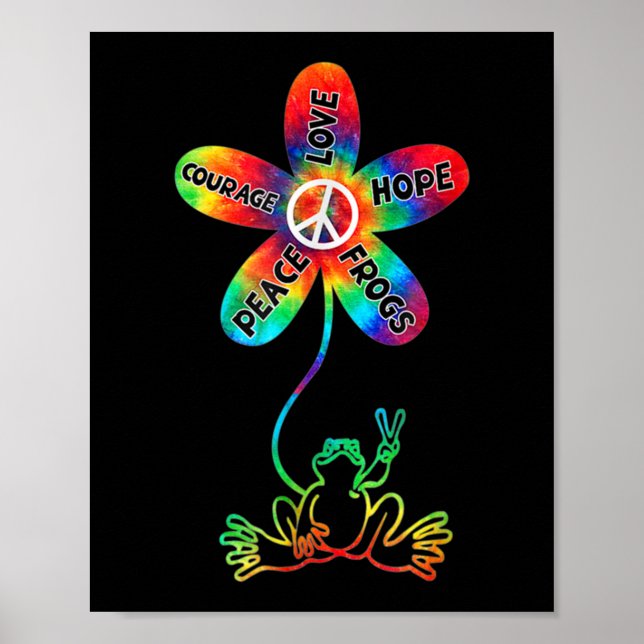 Affiche Peace Courage Love Hope Frogs Hippie (Devant)