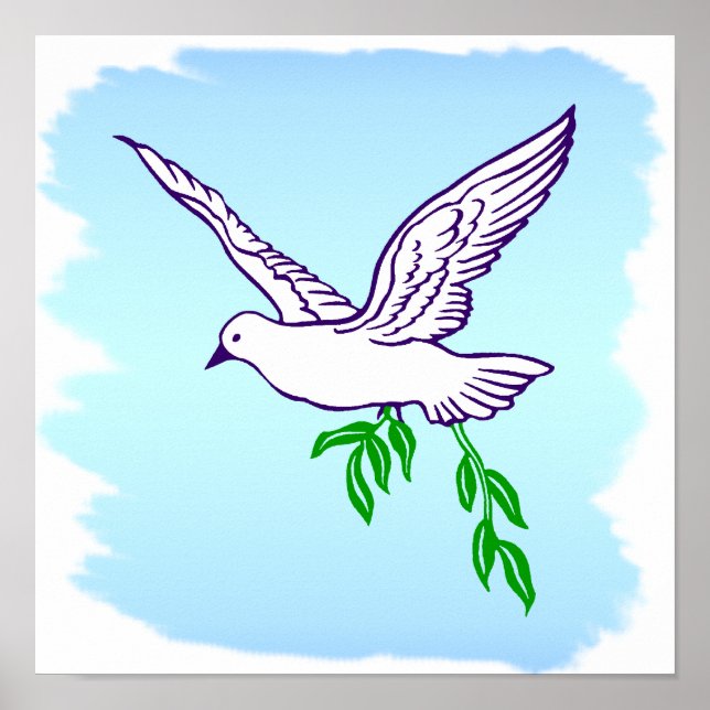 Affiche Peace Dove with Olive Branch Art Imprimer (Devant)