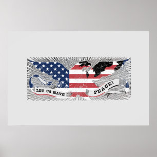 Affiche Peace Eagle Americana Art patriotique
