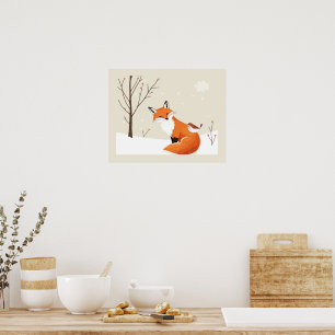 Affiche Peace Earth Minimalist Fox Bird Animal