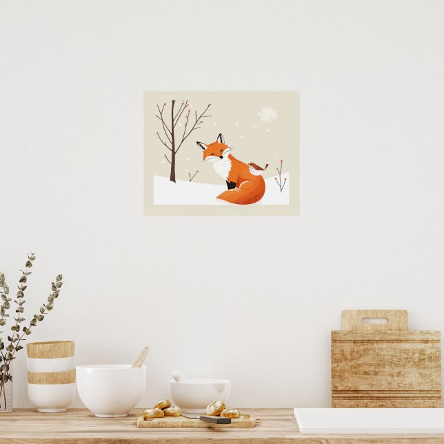 Affiche Peace Earth Minimalist Fox Bird Animal (Cuisine)
